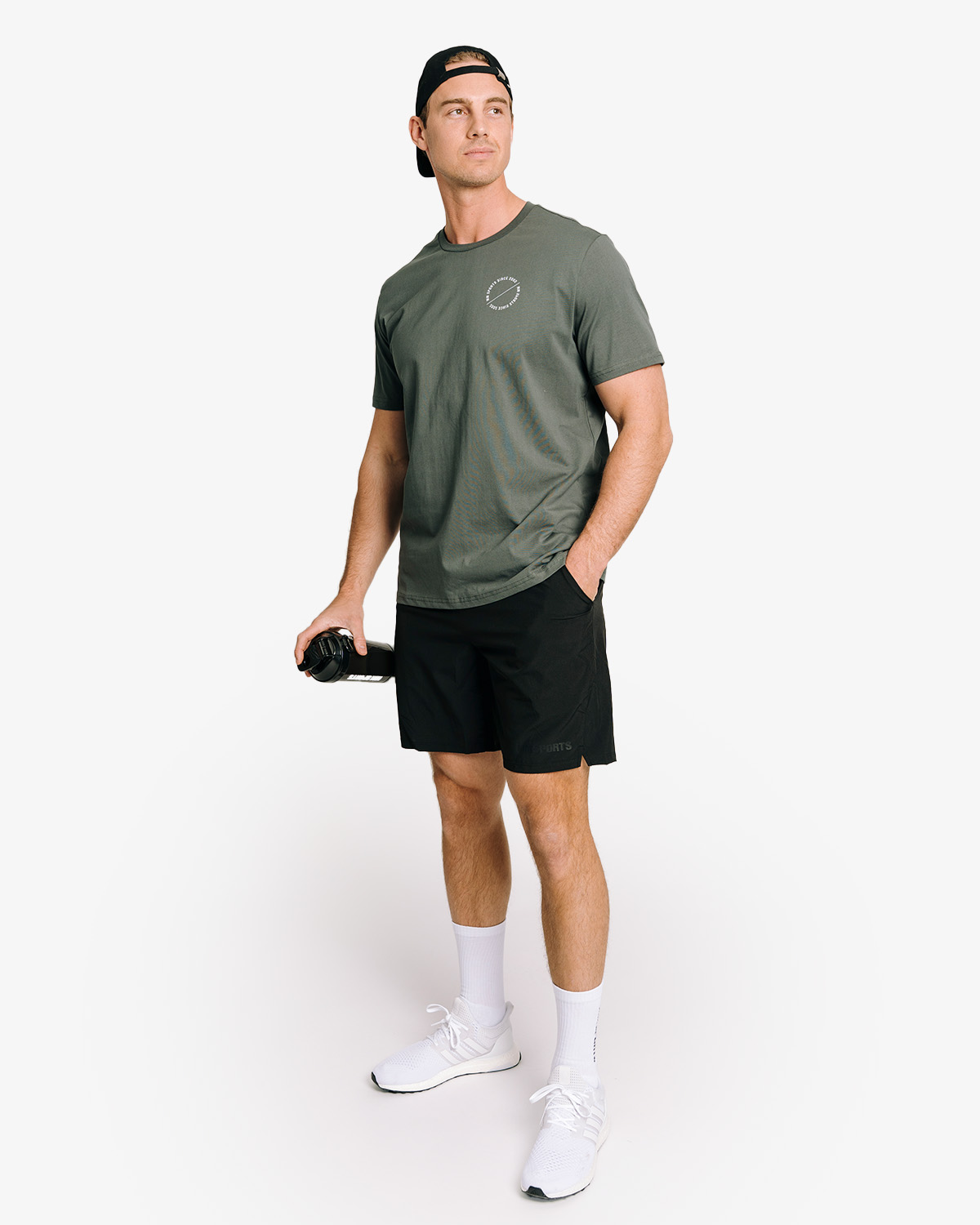 Workout T-shirt Emblem, Faded Green