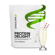 En påse Body Science Protein Delight med smak av vaniljmilkshake