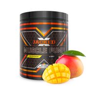 En burk med Jacked Muscle Pump prestationshöjare med smak av Mango