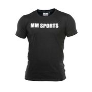 Svart T-shirt med vit MM Sports-logga på bröstet