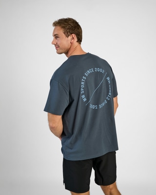 Oversized T-shirt Emblem, Faded Blue