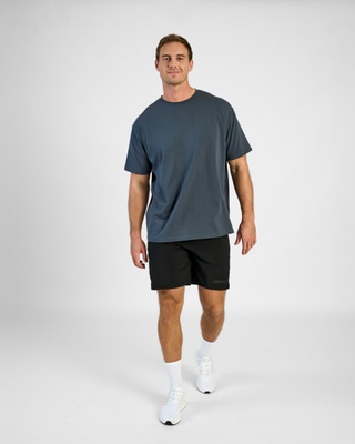 Oversized T-shirt Emblem, Faded Blue