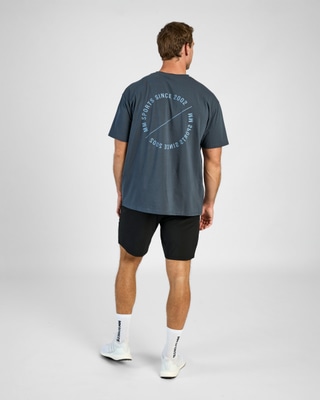 Oversized T-shirt Emblem, Faded Blue