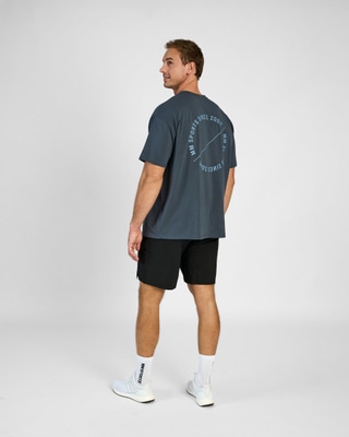 Oversized T-shirt Emblem, Faded Blue