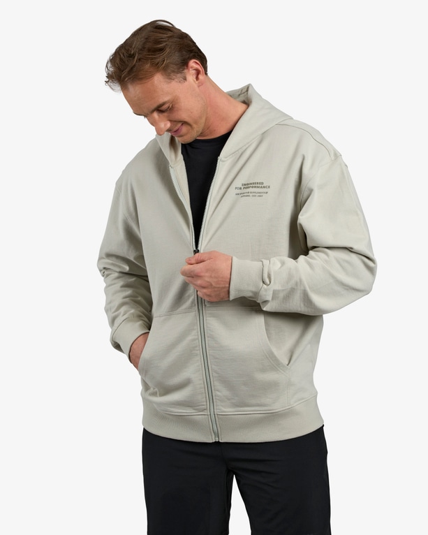 Hoodie Zip Engineered, Warm Grey