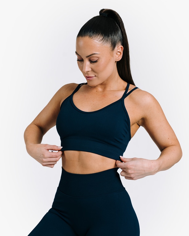 MM Sports Seamless Sports Bra, Iron Blue